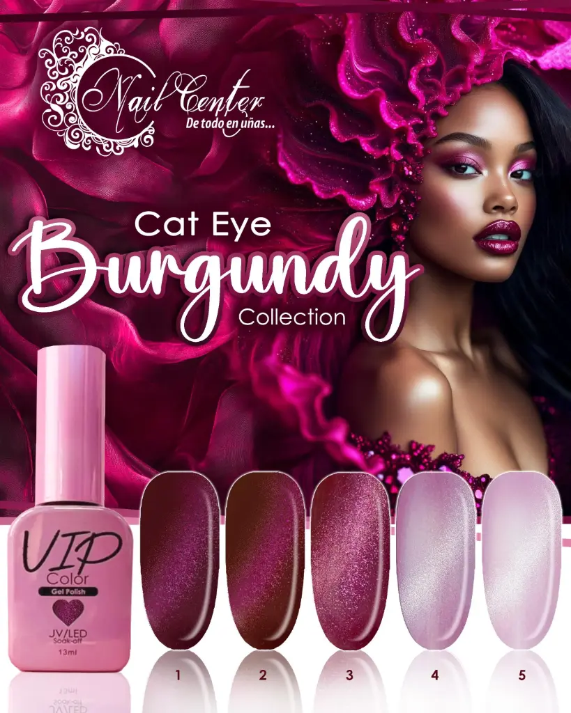  COLECCION VIP 13ML CAT EYE BURGUNDY 5 TONOS