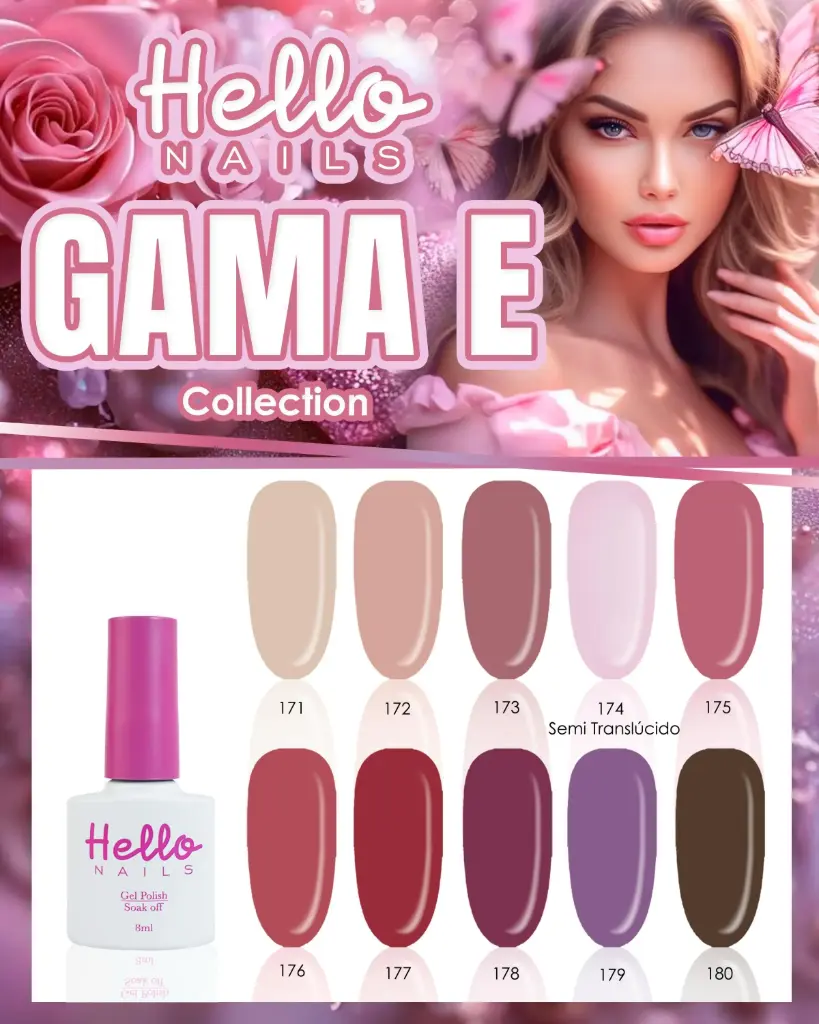 GAMA E HELLO NAILS 8ML 10 PZS. 