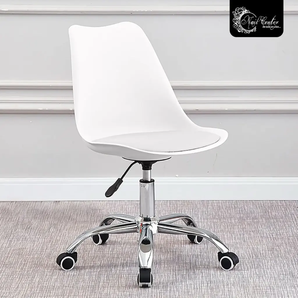 SILLA NORDICA BLANCA COJIN BLANCO CON RUEDAS