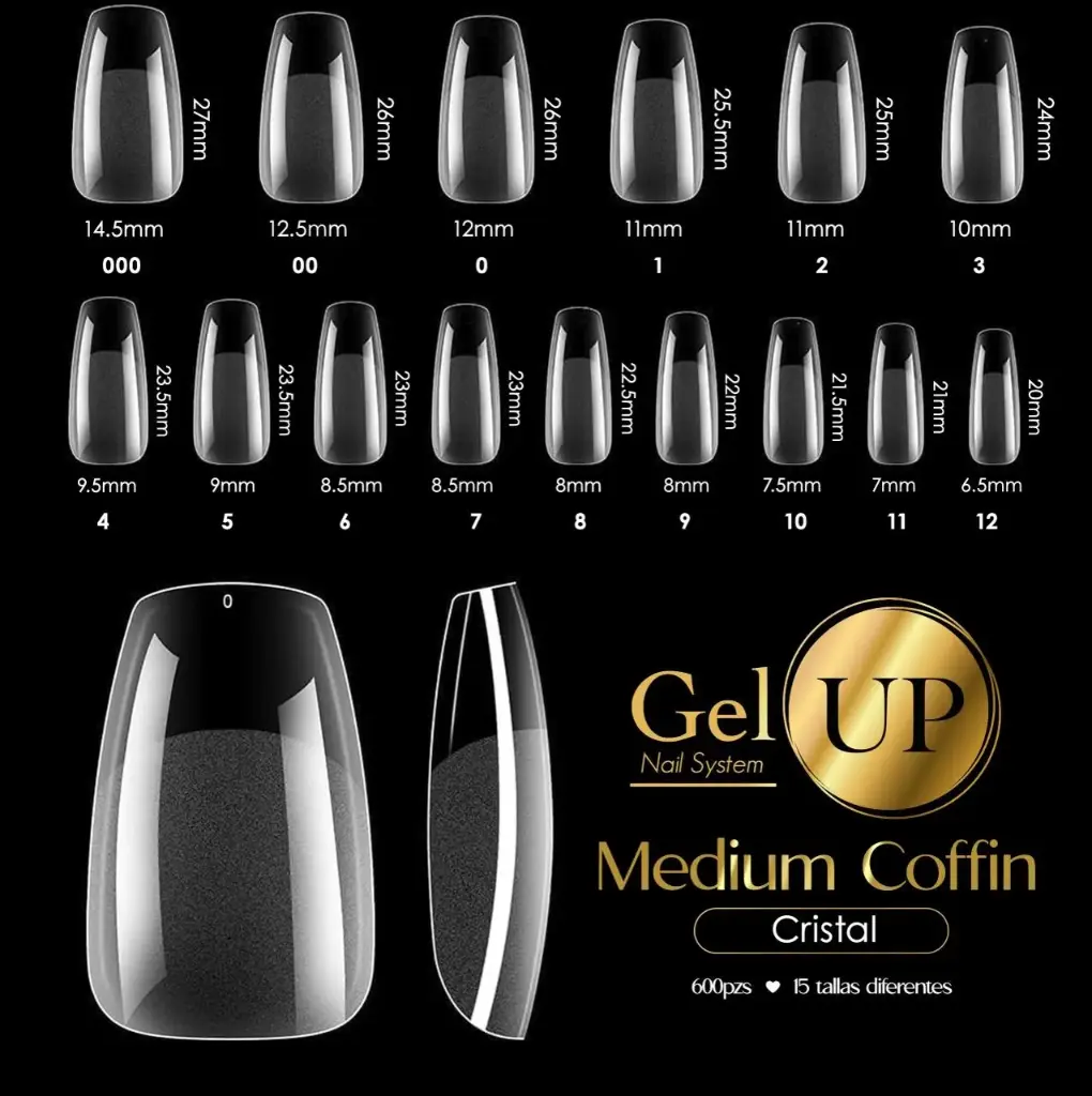 TIP GEL UP MEDIUM COFFIN CRISTAL