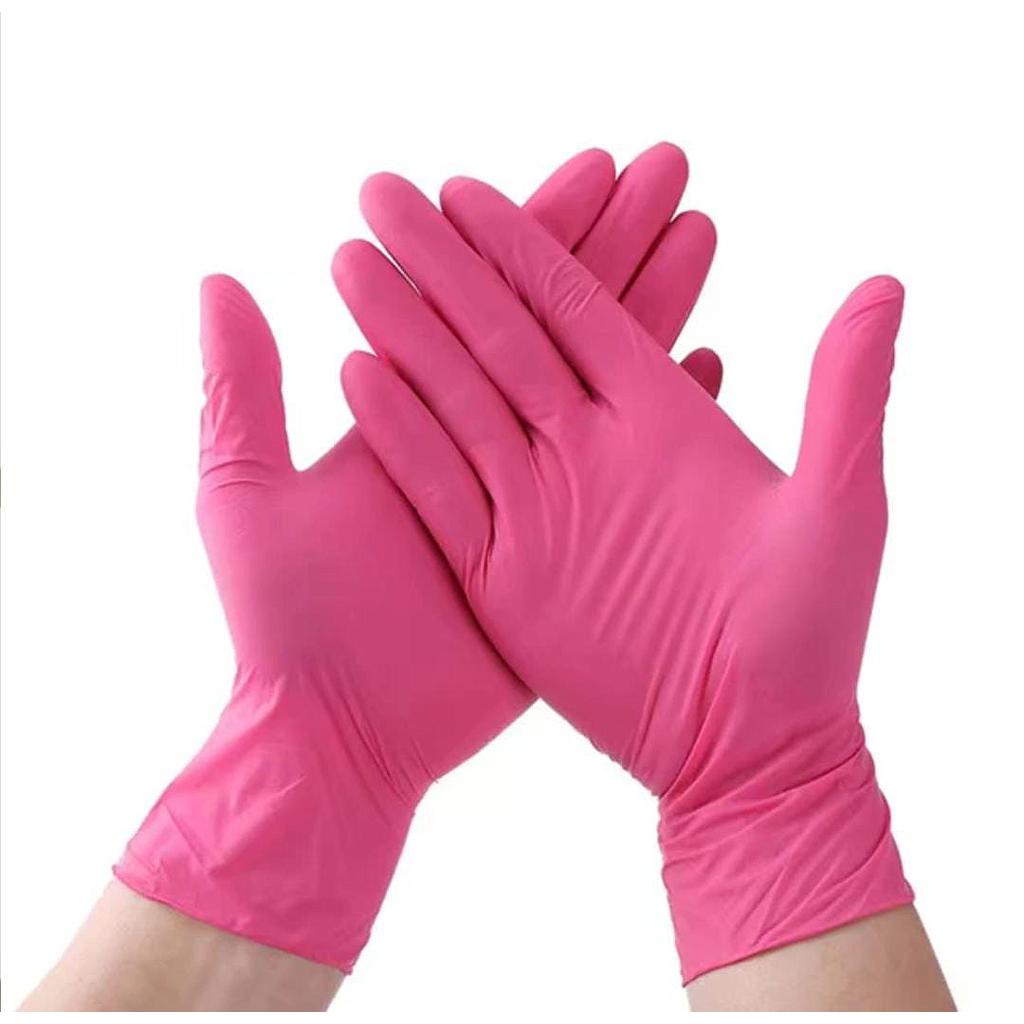 CAJA GUANTES MEZCLA DE VINILO / NITILO TALLA L ROSA