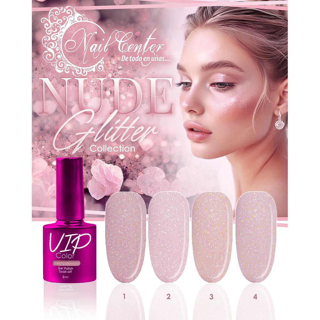 COLECCION VIP 8ML 4 TONOS NUDE GLITTER 