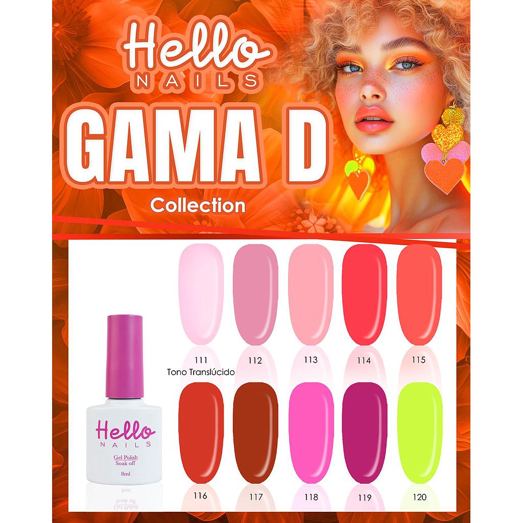 GAMA D HELLO NAILS 8ML 10 PZS.
