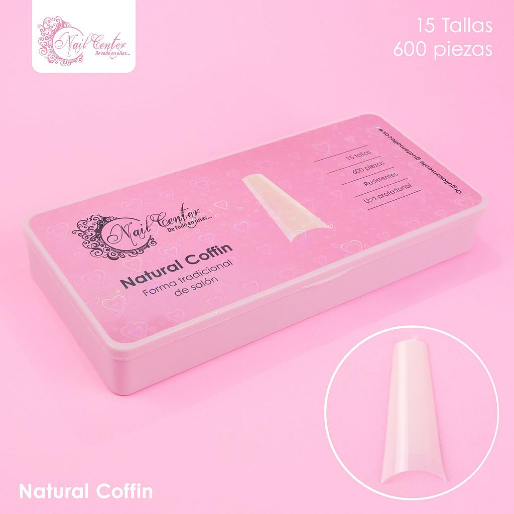 TIPS NAIL CENTER SALON SHAPES FLAT COFFIN NATURAL 600 PIEZAS