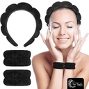 KIT DE DIADEMA Y MUÑEQUERAS PARA SKIN CARE NEGRO