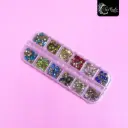 CAJA DE CRISTALES MINI DIAMANTES 12 COLORES